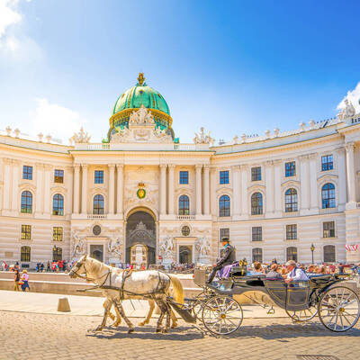 Alte Hofburg in Wien mit Fiaker im Vordergrund