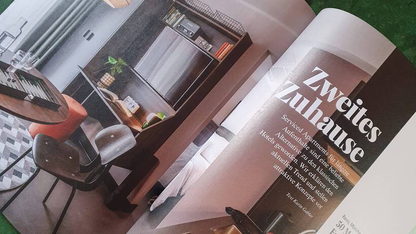 Der Feinschmecker greift in der Ausgabe vom 9. Februar 2024 auf rund zehn Seiten das Thema Serviced Apartments auf. © Apartmentservice